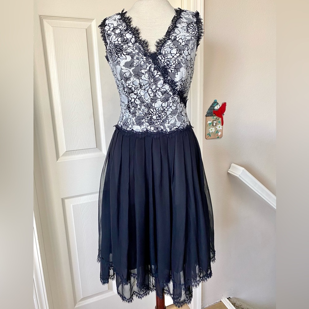ADRIANA Lace and Silk Party Dress